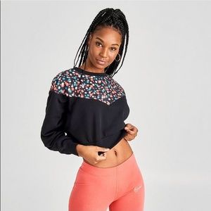 Nike Cropped Black Floral Sweatshirt NEW